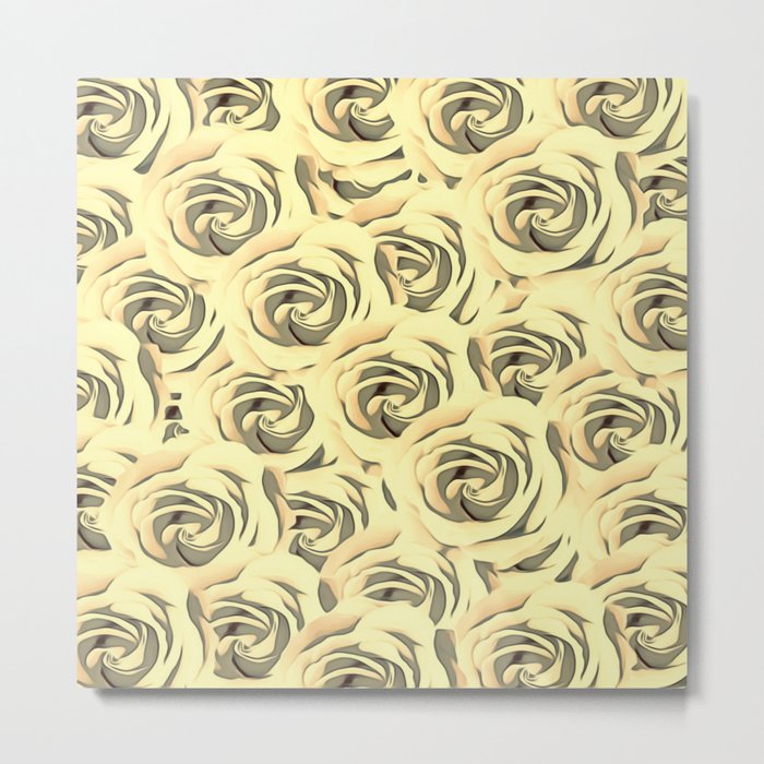 blooming yellow rose pattern texture abstract background Metal Print