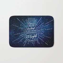 Happiness can be found Bath Mat | Dark, Graphicdesign, Space, Lamp, Harry, Hogwarts, Galaxy, Stars, Sky, Jkrowling 