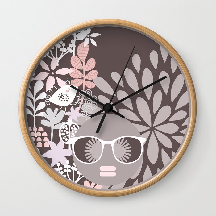 Afro Diva : Sophisticated Lady Pale Pink Peach Beige Wall Clock