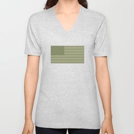 Camo Stars and Stripes – USA Flag in Military Camouflage Colors [FalseFlag 1] V Neck T Shirt