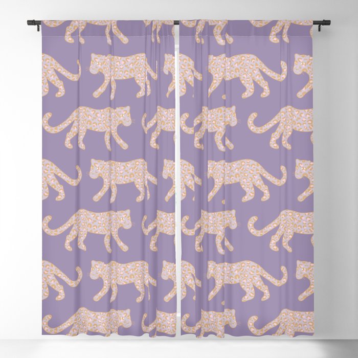 Kitty Parade - Pink on Lavender Blackout Curtain