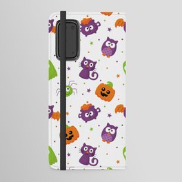 Halloween Seamless Pattern with Funny Spooky on White Background Android Wallet Case