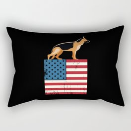 Patriotic German Shepherd American Flag Dog Lover Rectangular Pillow