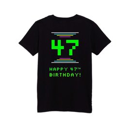 [ Thumbnail: 47th Birthday - Nerdy Geeky Pixelated 8-Bit Computing Graphics Inspired Look Kids T Shirt Kids T-Shirt ]