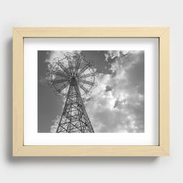 Coney Island Parachute Jump. Black and white photography Recessed Framed Print