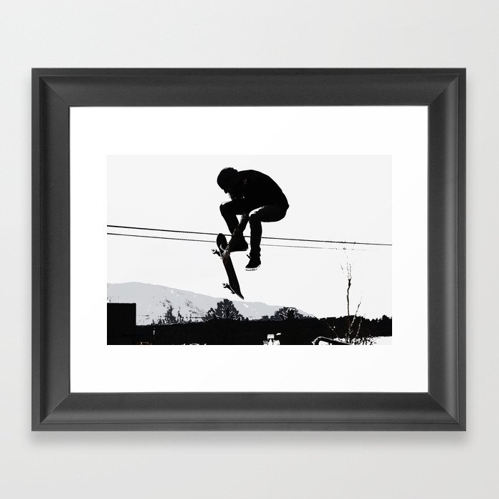 Flying High Skateboarder Framed Art Print