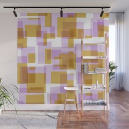 Retro Boxy Shapes in Lilac and Mustard Wall Mural