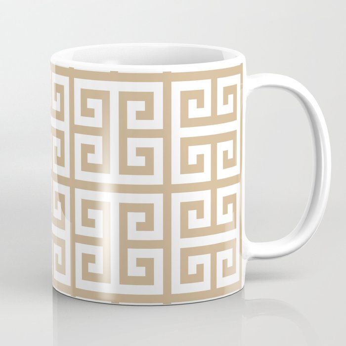 Greek Key (Tan & White Pattern) Coffee Mug