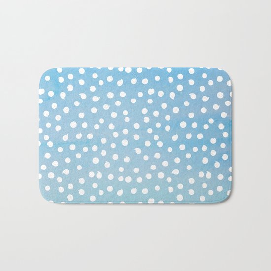 White Dots Polkadots on Aqua Teal Background - Mix & Match Bath Mat