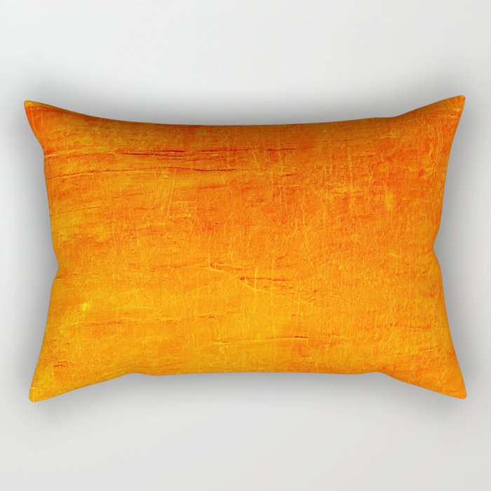 Orange Sunset Textured Acrylic Painting Rectangular Pillow