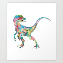Velociraptor dinosaur painting Art Print