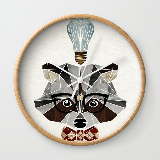 raccoon nerd Wall Clock