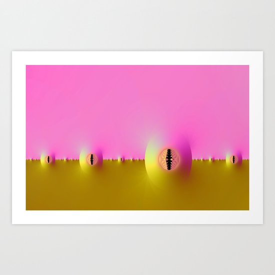 Fractal Farm in Pink and Gold Art Print