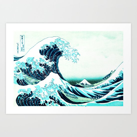 the great wave : aqua teal Art Print