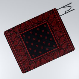 Classic Black and Red Bandana Picnic Blanket