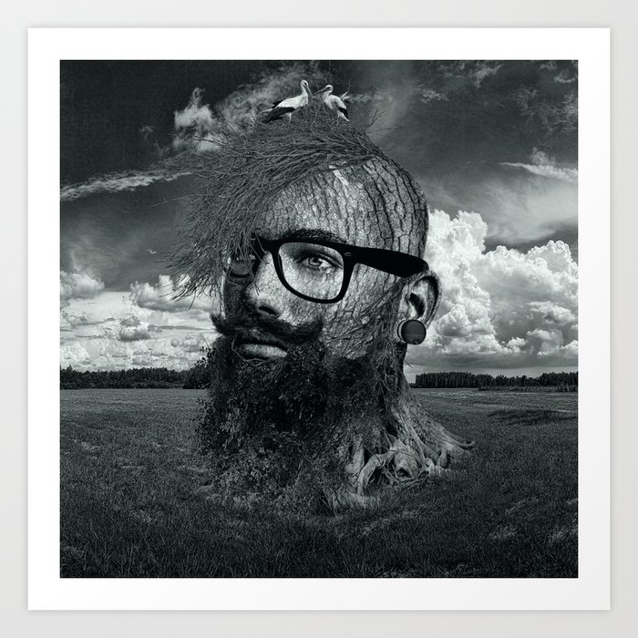 Eco Hipster Black and White Art Print by MarianVoicu