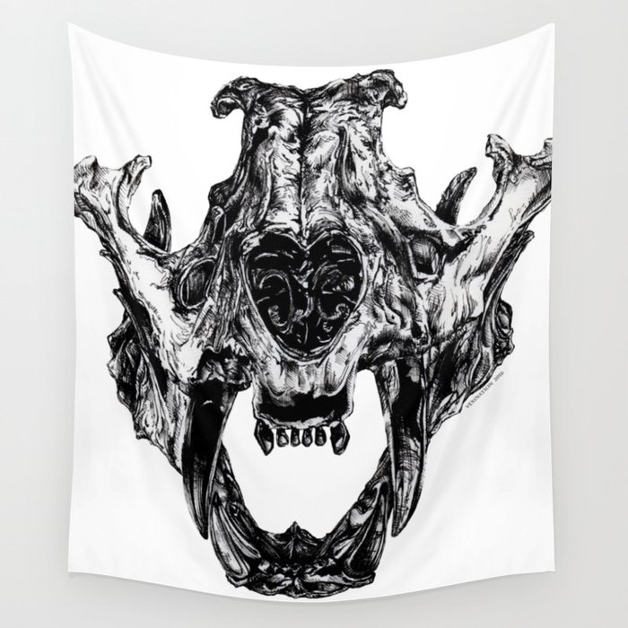 Mutated Tiger Skull Wall Tapestry By Veronicalkong