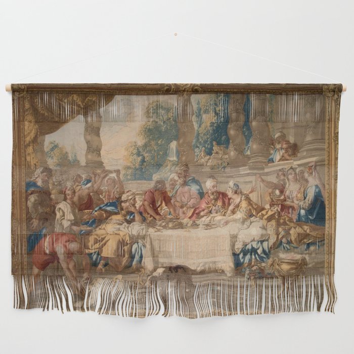 Antique 17th Century 'Feast of Esther' French Tapestry Wall Hanging