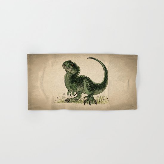"Baby T-Rex" by Amber Marine ~ watercolor and ink, (c) 2013 Hand & Bath Towel