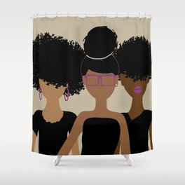 Curly Girl Trio (Royalty) Duschvorhang | Blackgirlmagic, Confident, Curlygirl, Naturalhair, Graphicdesign, Digital, Beyou 