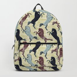 seamless pattern jumping horses in a row, digital painting Backpack