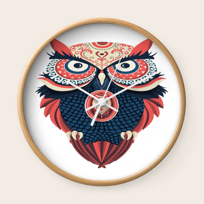 Colorful Owl Wall Clock By Ashleyredmon Society6 - Colorful Owl Wall Clocks Colorful Owl Wall Clock By Ashleyredmon Society6 - Colorful Owl Wall Clocks