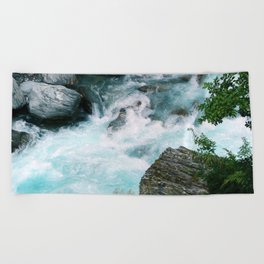 New Zealand Photography - Beautiful River Going Through The Nature Beach Towel