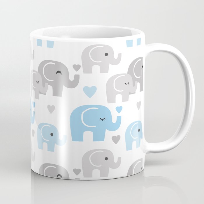 Blue Gray Elephant Baby Boy Nursery Coffee Mug