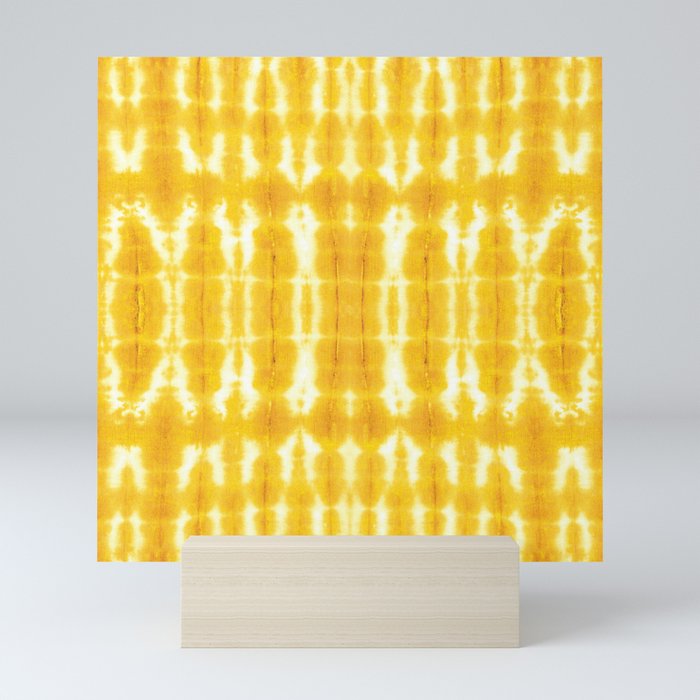 Yellow Linen Shibori Stripe Mini Art Print
