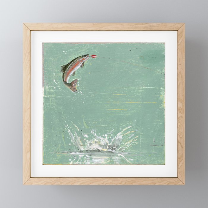rainbow trout water to sky Framed Mini Art Print