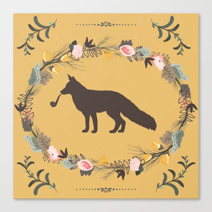 Fox With Pipe Canvas Print