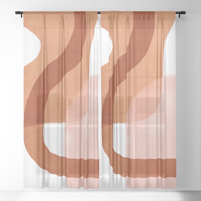 Warm abstract shapes Sheer Curtain