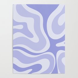 Modern Retro Liquid Swirl Abstract in Light Lavender Purple Poster