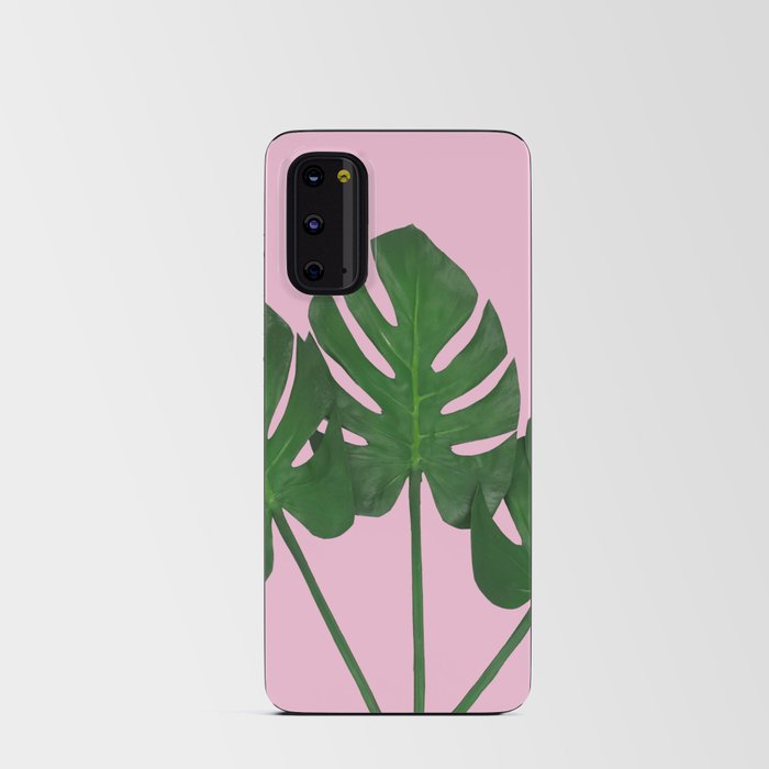 Green Monstera Plants In Pink  Android Card Case