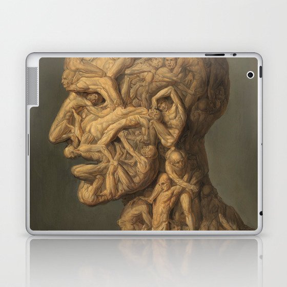 Testa Anatomica human anatomy male body figurative surreal montage art portrait painting Laptop & iPad Skin