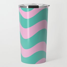 Retro Candy Waves - teal and pink Travel Mug