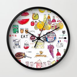 EAT Wall Clock | Chocolate, Cake, World, Vegetables, Tea, Food, Ink, Japan, Watercolor, Italy 