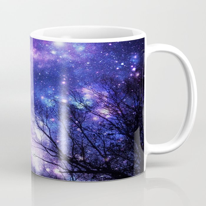 Black Trees Purple Blue Space Coffee Mug