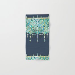 Art Deco Double Drop in Blues and Greens Hand & Bath Towel