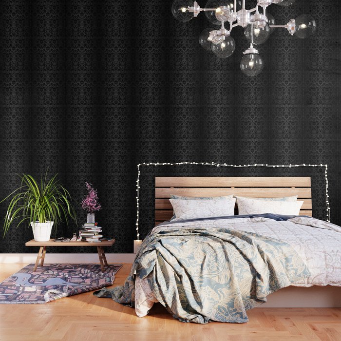 Black Damask Pattern Design Wallpaper