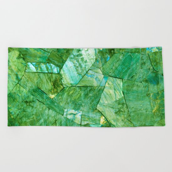 Labradorite Green Beach Towel