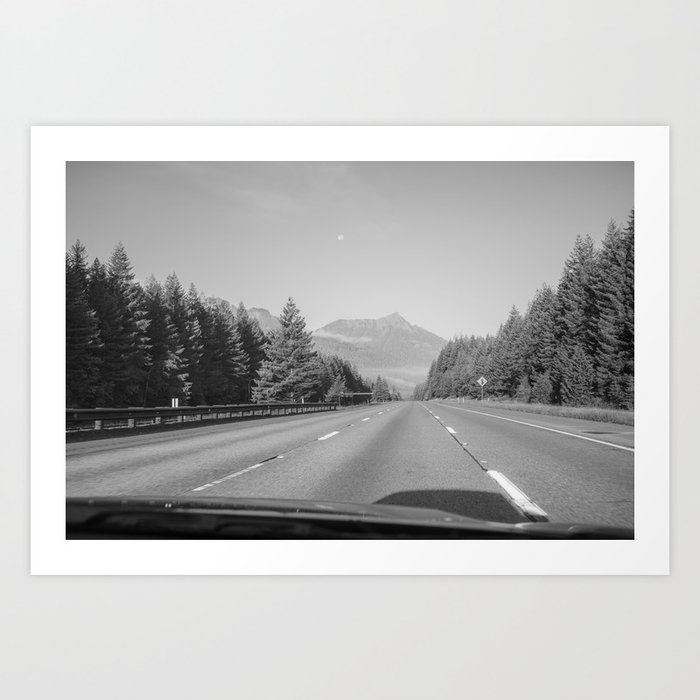 Washington PNW Road | Black and White Photography | Mountains Art Print