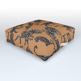 Black cheetah in sundial brown background  Outdoor Floor Cushion