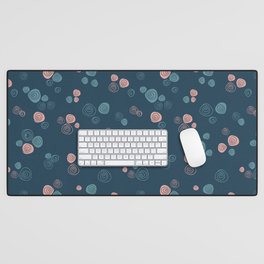 Pastel blue and pink roses on midnight blue background Desk Mat
