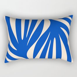 Maldives Abstract Botanical Pattern in Bright Blue and Cream Rectangular Pillow