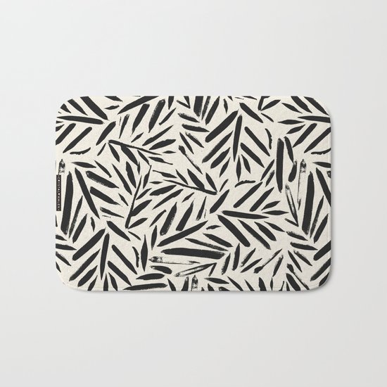 Not So Black and white leaves Bath Mat