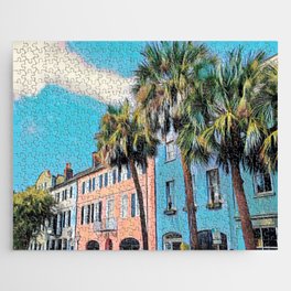 Rainbow Row, Charleston Jigsaw Puzzle | Architecture, Rainbowrow, Landmark, Charleston, Cityscape, Travel, Street, City, Historical, Town 