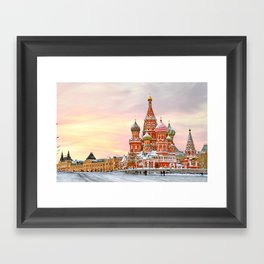 Snowy St. Basil's Cathedral Framed Art Print