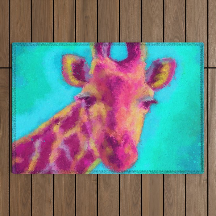 The pink giraffe Outdoor Rug