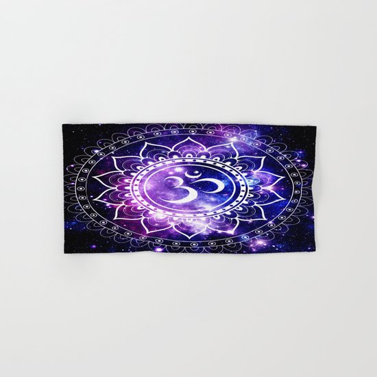 om mandala: purple blue space Hand & Bath Towel